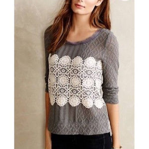 Anthropologie Meadow Rue Lace Overlay Sweater A328